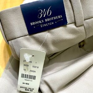 346 Brooks Brothers Wool Cuffed Dress Pants Tan Size 34 R NWT